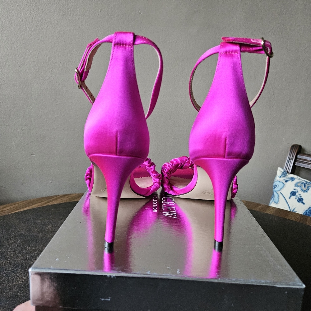 NWT J. Crew Collection Rylie ruched-strap heels in pink satin - Picture 13 of 17